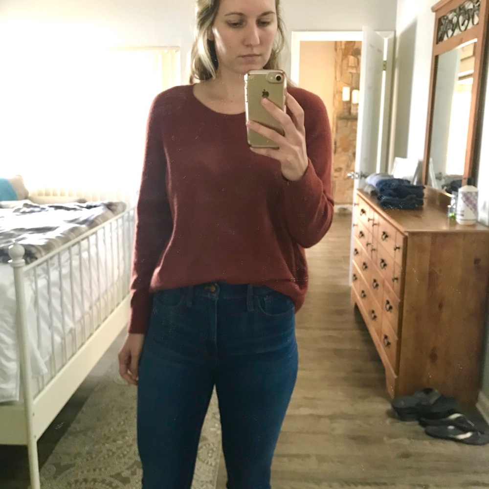 LOFT Rust Orange Crewneck Sweater - Picture 2 of 8